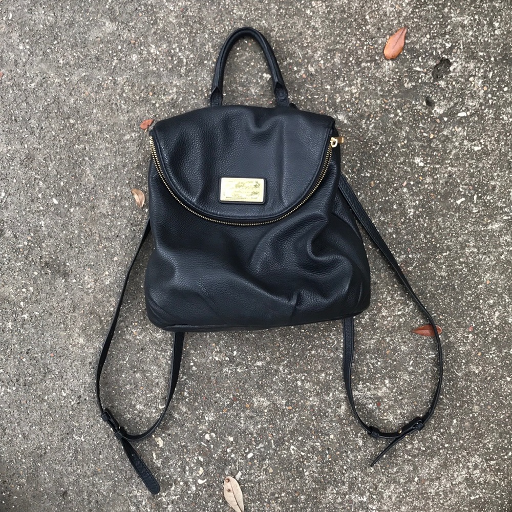 Marc Jacobs black leather backpack